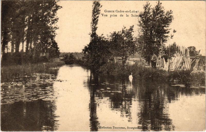 Carte postale ancienne Gizeux Vue prise de la Scierie France à Gizeux