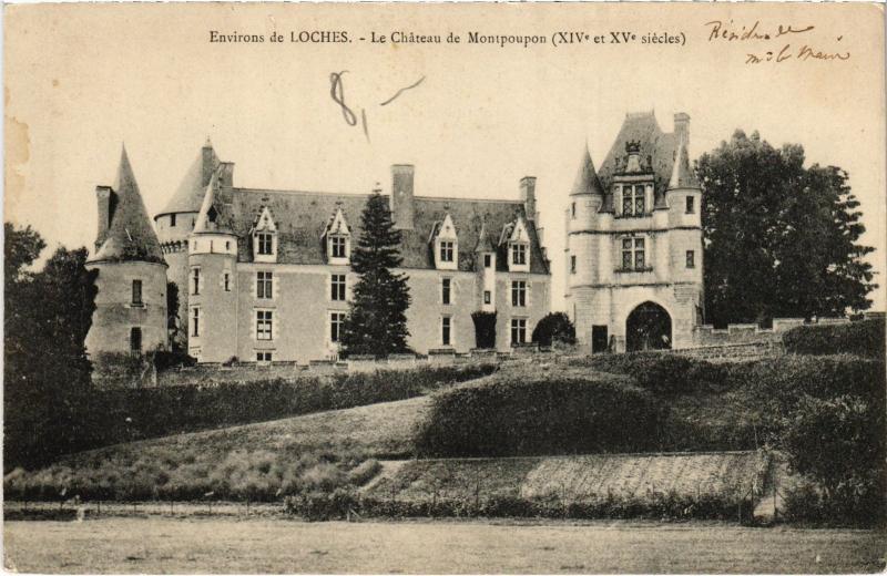Carte postale ancienne Env de Loches Le Chateau de Montpoupon France à Loches