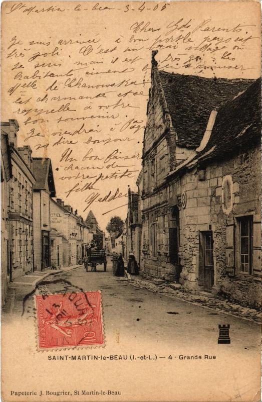 Carte postale ancienne Saint-Martin le Beau Grande Rue France à Saint-Martin-le-Beau