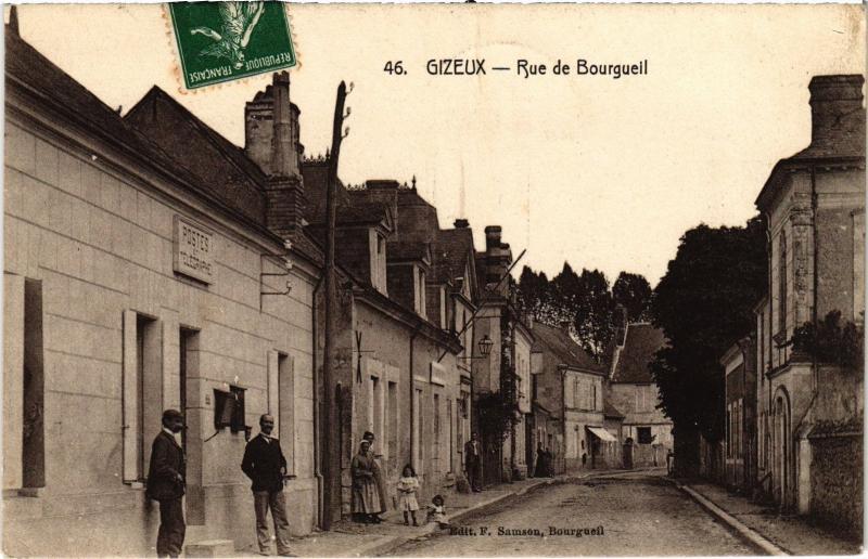 Carte postale ancienne Gizeux Rue de Bourguell France à Gizeux