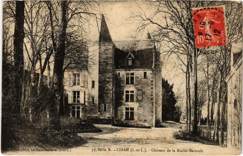Carte postale ancienne Ciran Chateau de la Roche-Bertault France à Ciran