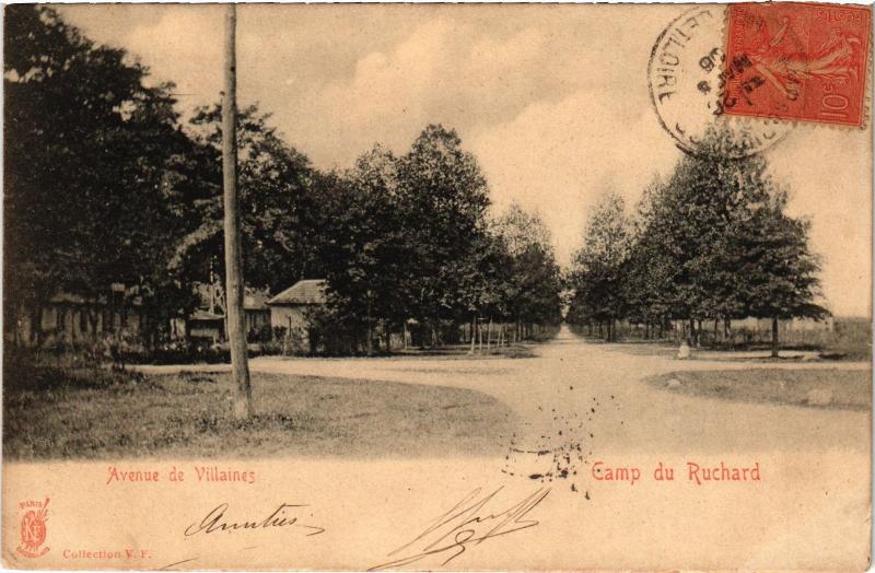 Carte postale ancienne Camp du Ruchard Avenue de Villaines France