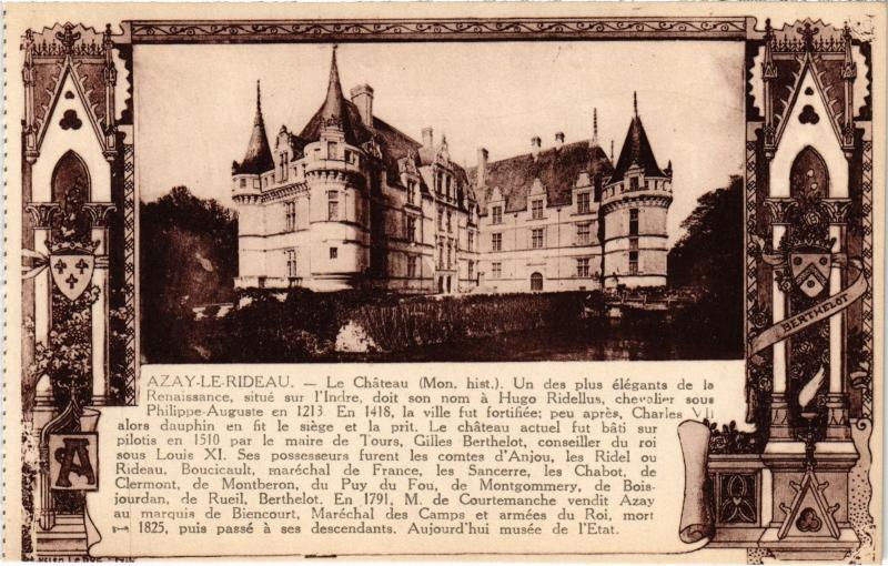 Carte postale ancienne Azay le Rideau Le Chateau France à Azay-le-Rideau