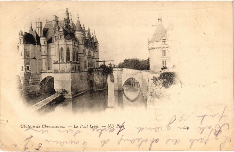Carte postale ancienne Chenonceaux Le Pont Levis France à Chenonceaux