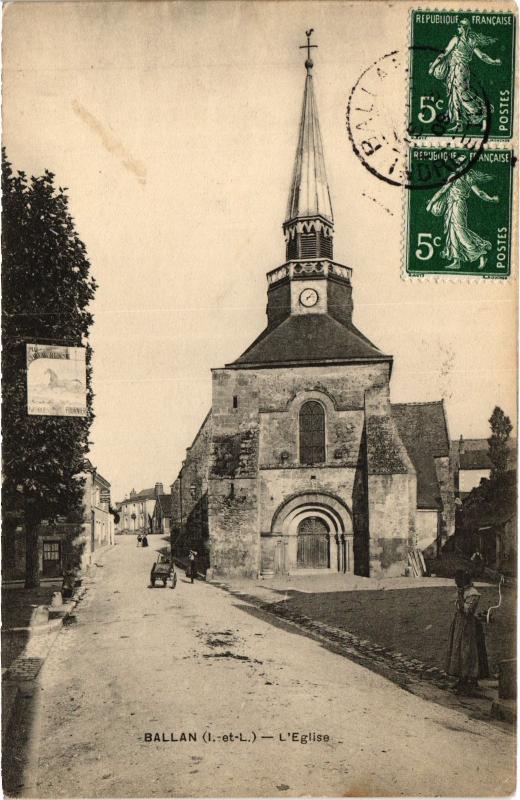 Carte postale ancienne Ballan L'Eglise France