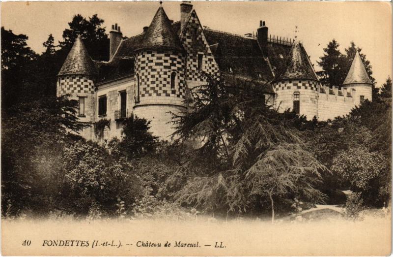 Carte postale ancienne Fondettes Chateau de Mareuil France à Fondettes