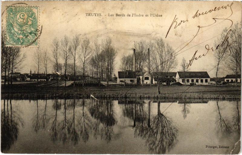 Carte postale ancienne Truyes Les Bords de l'Indre et l'Usine France à Truyes