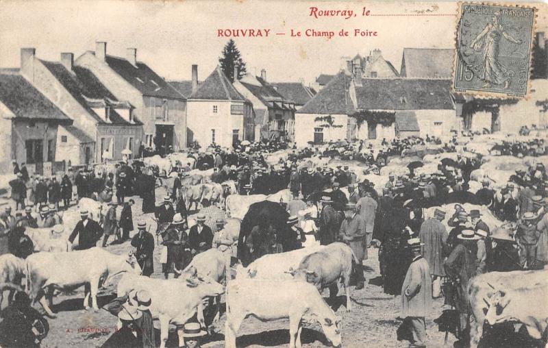 Carte postale ancienne Rouvray - Le Champ De Foire à Rouvray