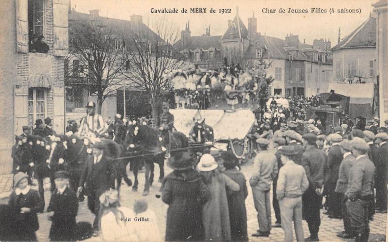 Carte postale ancienne Cavalcade De Mery De 1922 - Char De Jeunes Filles - 4 Saisons