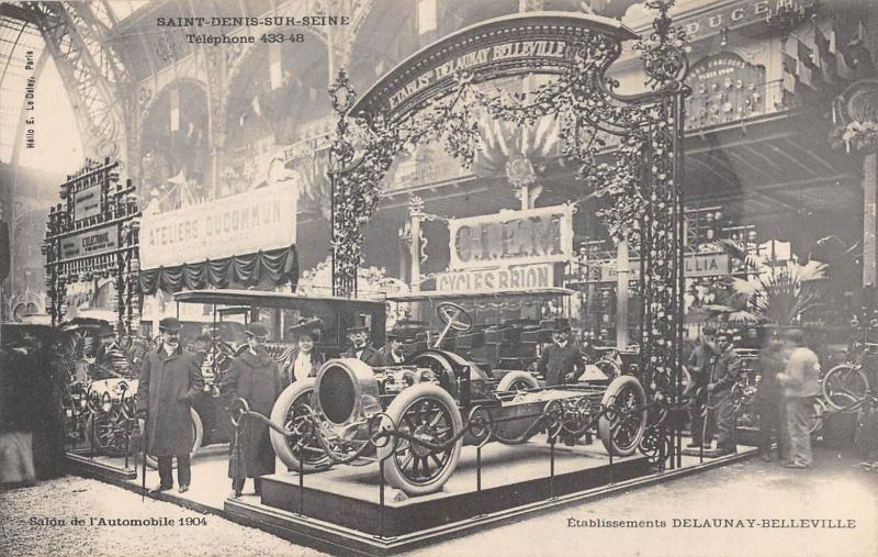 Carte postale ancienne Saint Denis Sur Seine - Salon De L'Automobile - Etablissements Delaunay à Saint-Denis