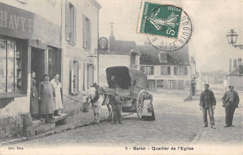 Carte postale ancienne Baron - Quartier De L'Eglise à Baron