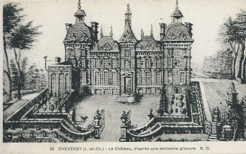 Carte postale ancienne Ancienne gravure du Château de Cheverny à Cheverny
