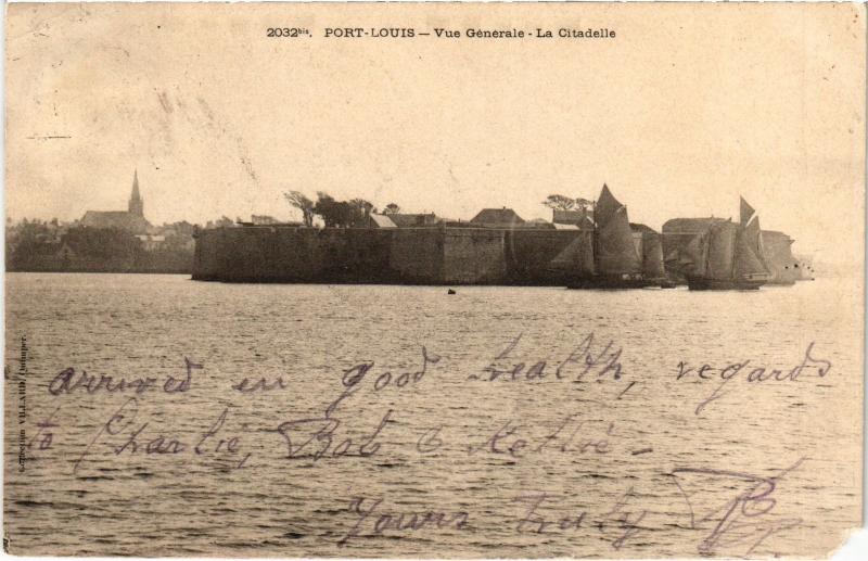 Carte postale ancienne Port-Louis Vue Generale La Citadelle à Port-Louis