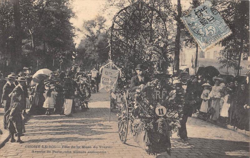 Carte postale ancienne Choisy Le Roi - Fete De La Muse Du Travail - Avenue De Paris - Une Voitur à Choisy-le-Roi