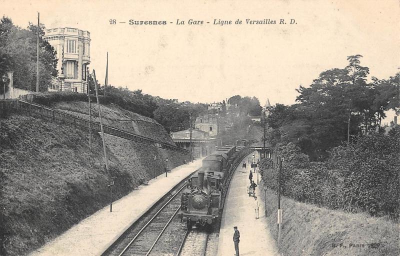 Carte postale ancienne Suresnes - La Gare - Ligne De Vesailles à Suresnes