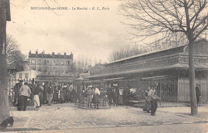 Carte postale ancienne Boulogne Sur Seine - Le Marche