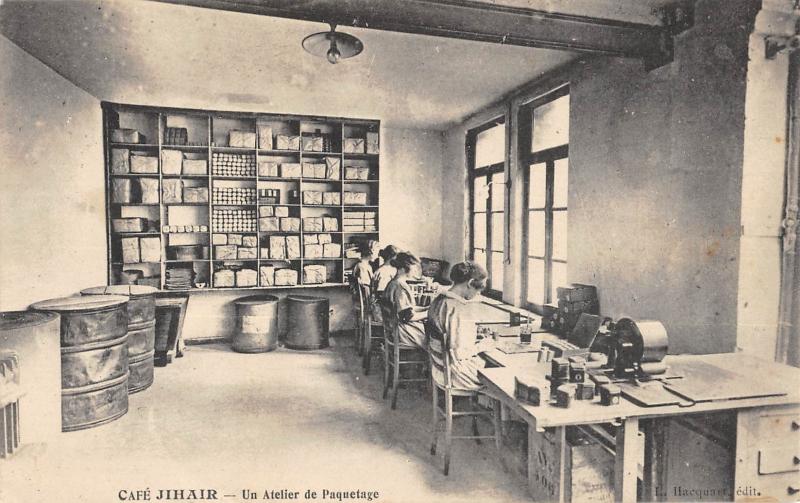 Carte postale ancienne Amiens - Etablissement J.rosen - Cafe Jihair Un Atelier De Paquetage à Amiens