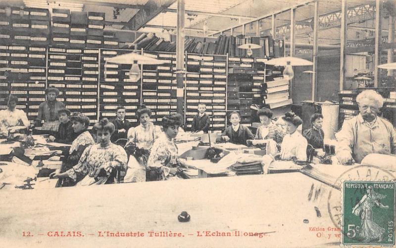 Carte postale ancienne Calais - L'Industrie Tulliere - L'Echantillonage à Calais