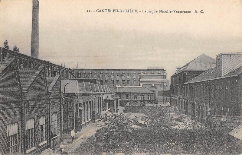 Carte postale ancienne Canteleu Lez Lille - Fabrique Nicolle Verstraete à Lille