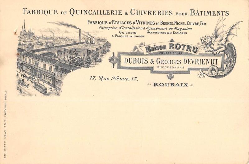 Carte postale ancienne Roubaix - Maison Rotru - Dubois Et Georges Devriendt - Fabrique De Quinca à Roubaix