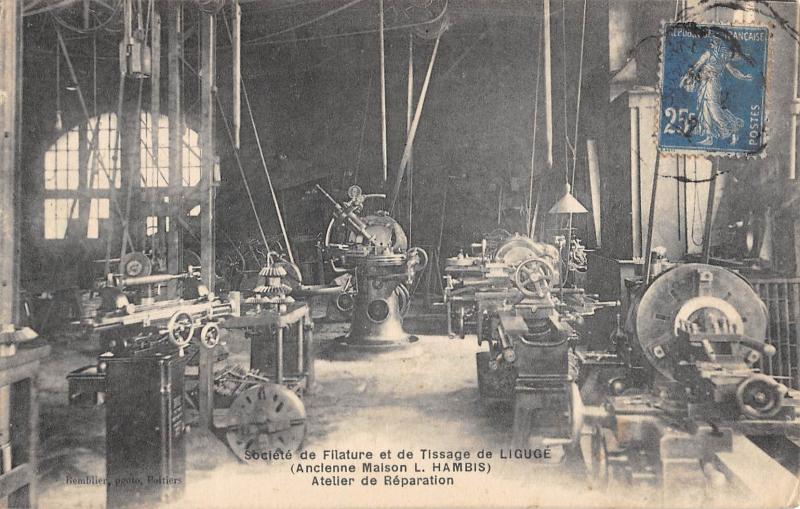 Carte postale ancienne Filature Et Tissage De Liguge - Ancienne Maison L.hambis - Atelier De Rep