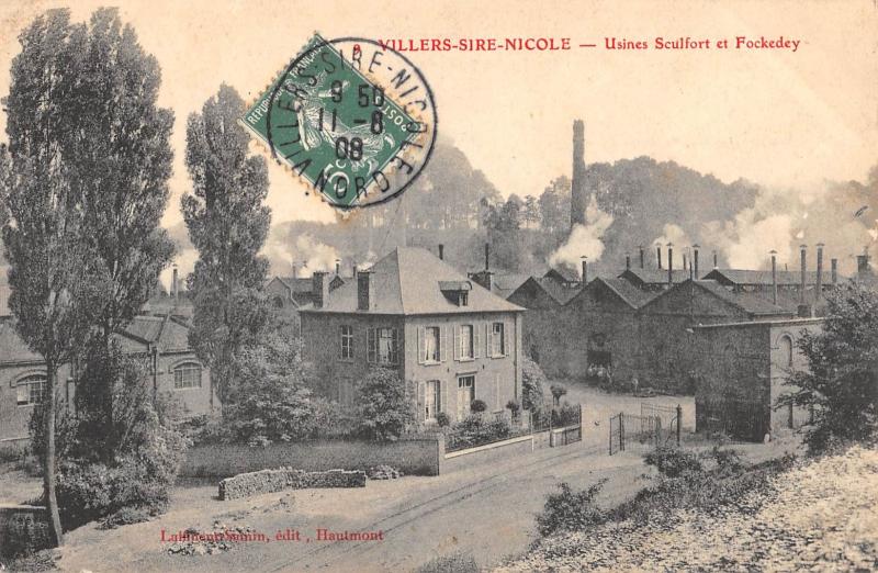 Carte postale ancienne Villers Sire Nicole - Usines Sculfort Et Fockedey à Villers-Sire-Nicole
