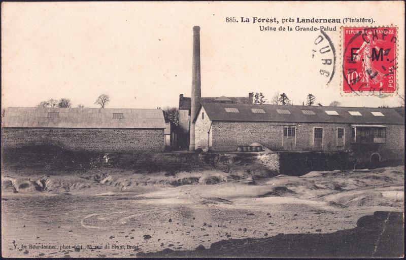 Carte postale ancienne Usine de la Grande-Palud à Landerneau