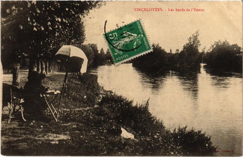 Carte postale ancienne Vincelottes Les bords de l'Yonne France à Vincelottes