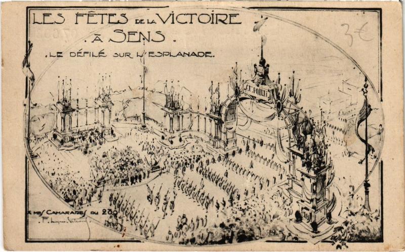 Carte postale ancienne Sens Les Fetes de la Victoire France