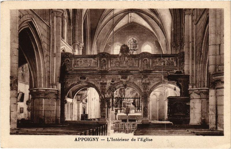 Carte postale ancienne Appoigny L'Interieur de l'Eglise France à Appoigny