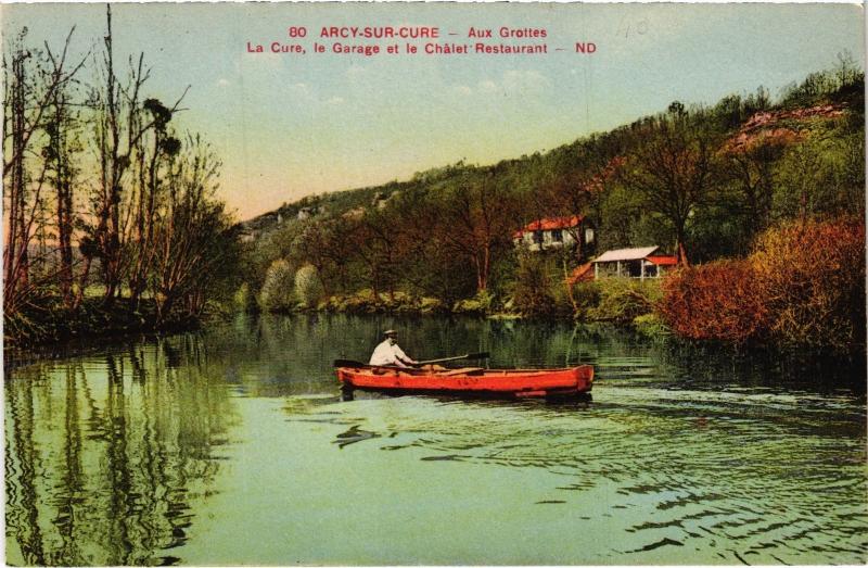 Carte postale ancienne Arcy-sur-Cure La Cure,le Garage et le Chalet Restaurant France à Arcy-sur-Cure