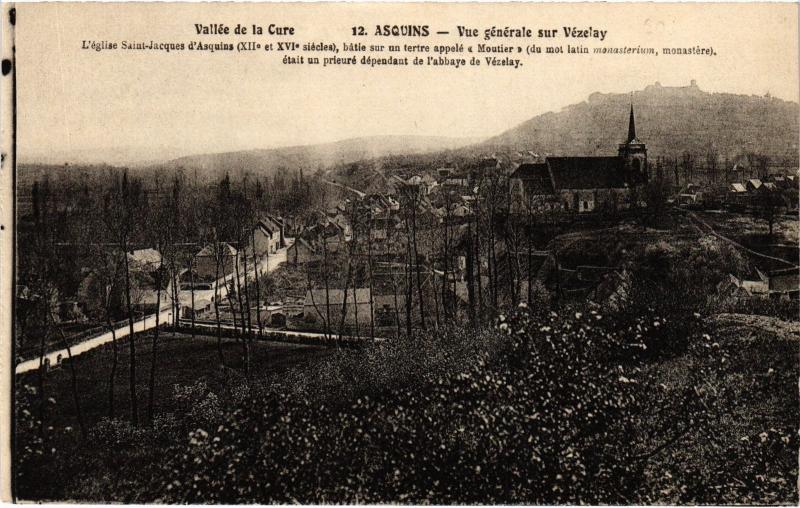 Carte postale ancienne Asquins Vue generale sur Vezelay France à Asquins