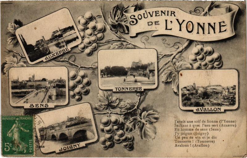 Carte postale ancienne Souvenir de l'Yonne France