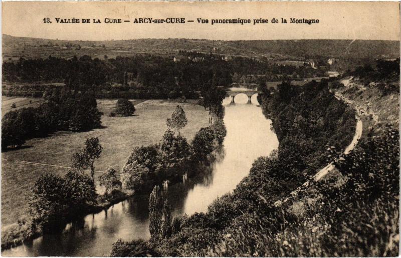 Carte postale ancienne Arcy-sur-Cure Vue panoramique prise de la Montagne France à Arcy-sur-Cure