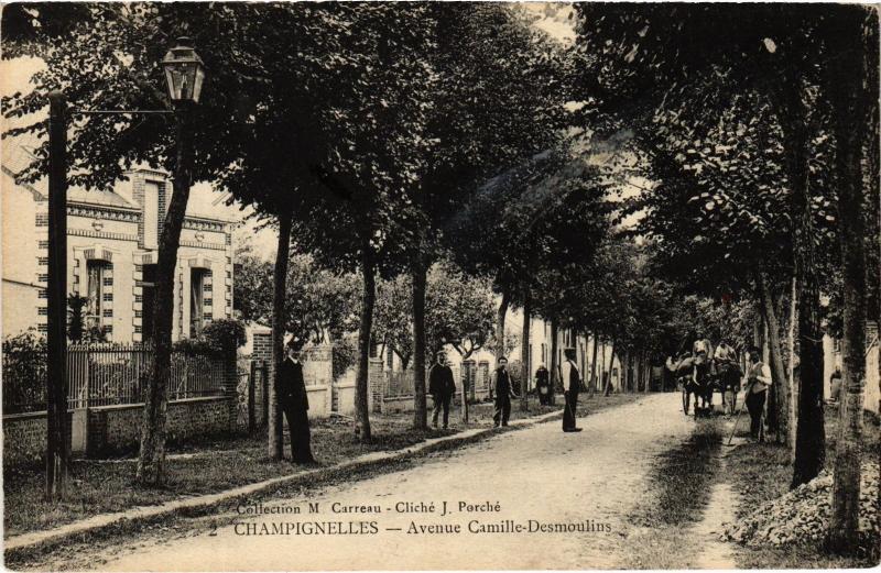 Carte postale ancienne Champignelles Avenue Camille-Desmoulins France à Champignelles