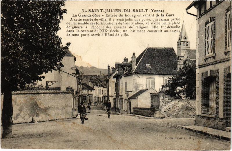 Carte postale ancienne Saint-Julien-du-Sault La Grande Rue France à Saint-Julien-du-Sault