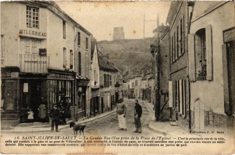 Carte postale ancienne Saint-Julien-du-Sault La Grande Rue France à Saint-Julien-du-Sault