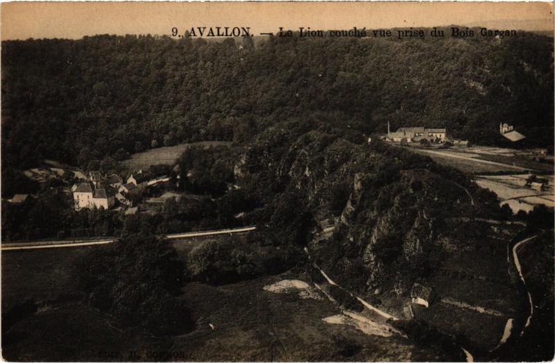 Carte postale ancienne Avallon Le Lion couche vue prise du Bois Gargan France à Avallon