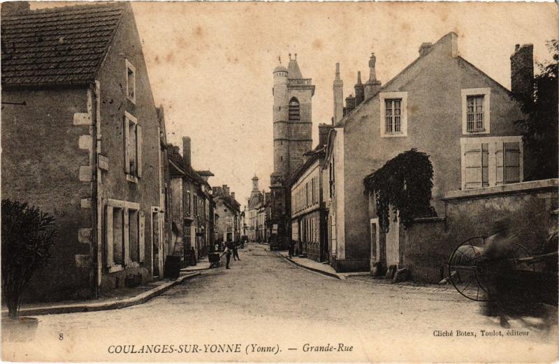 Carte postale ancienne Coulanges-sur-Yonne Grande Rue France à Coulanges-sur-Yonne