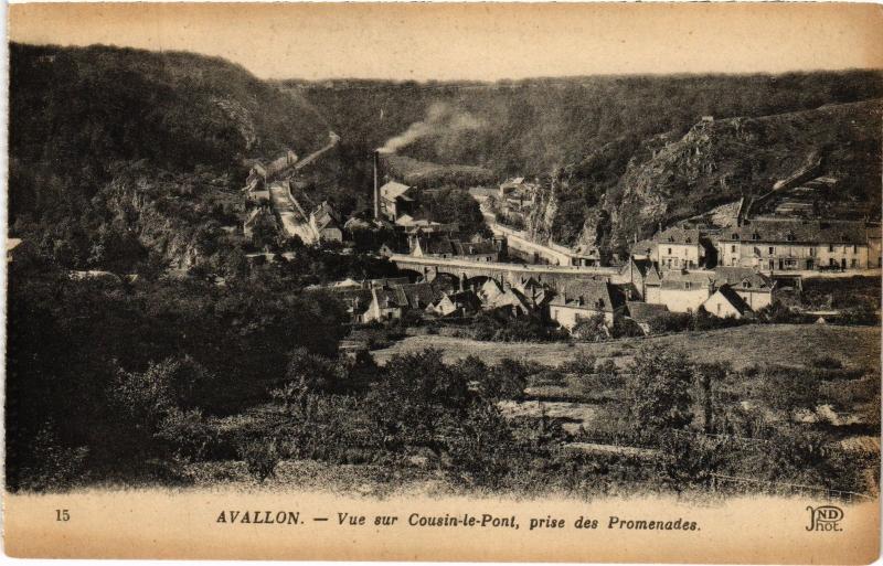 Carte postale ancienne Avallon Vue sur Cousin-le-Pont France à Avallon