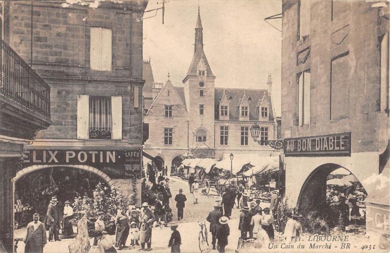 Carte postale ancienne Libourne - Un Coin Du Marche à Libourne