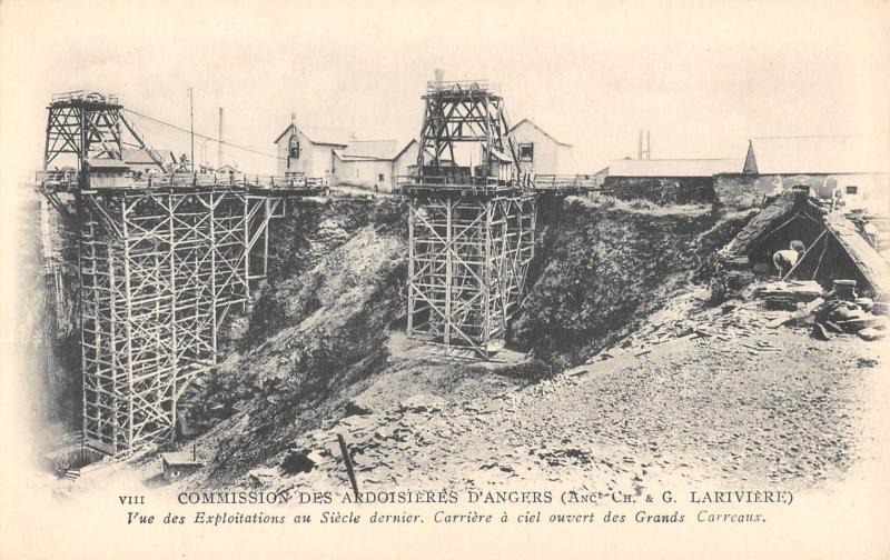 Carte postale ancienne Commission Des Ardoisieres D'Angers - Carriere A Ciel Ouvert Des Grands C à Angers