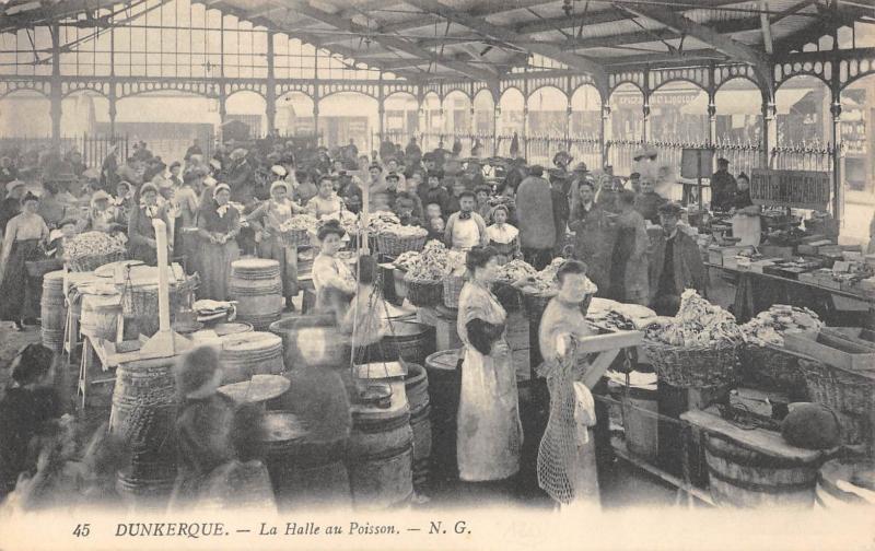 Carte postale ancienne Dunkerque - La Halle Aux Poissons à Dunkerque