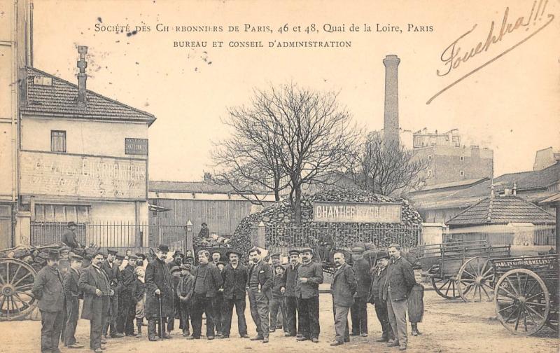 Carte postale ancienne Société des Charbonniers de Paris - Quai de la Loire - Bureau et Conseil d'Administration à Paris 19e