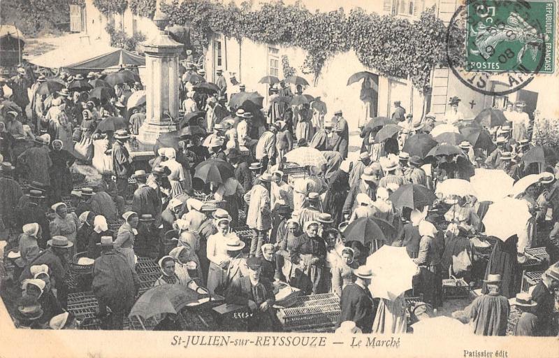 Carte postale ancienne Saint Julien Sur Reyssouze - Le Marche à Saint-Julien-sur-Reyssouze