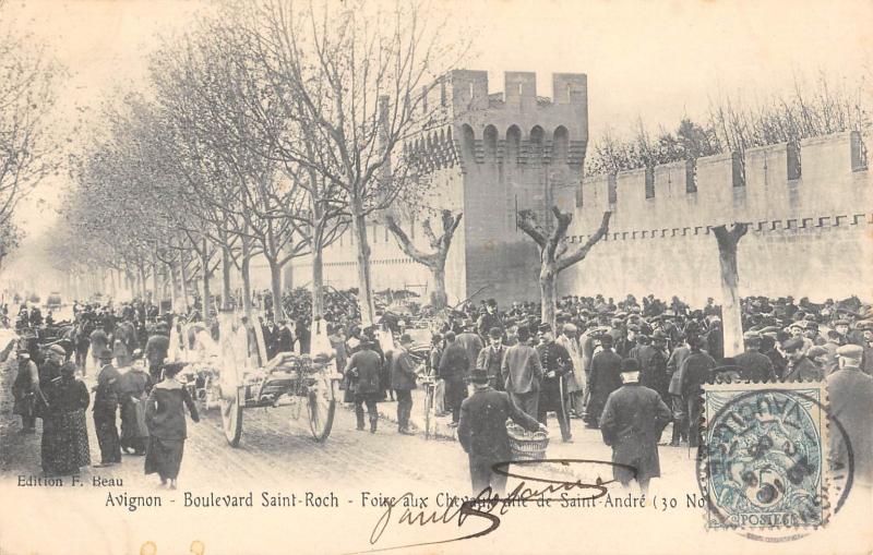 Carte postale ancienne Avignon - Boulevard Saint Roch - Foire Aux Chevaux à Avignon