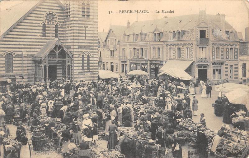 Carte postale ancienne Berck Plage - Le Marche à Berck