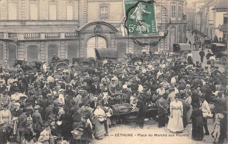 Carte postale ancienne Bethune - Place Du Marche Aux Poulets - cliché pas courant à Béthune