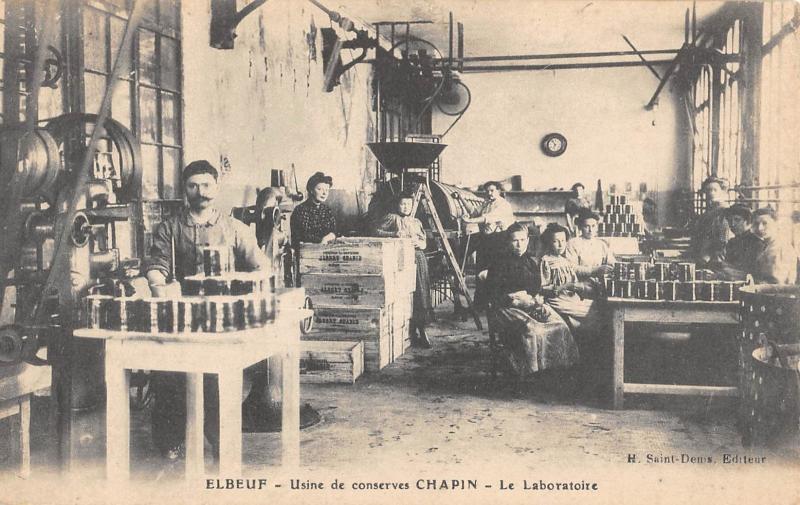 Carte postale ancienne Elbeuf - Usine De Conserves Chapin - Le Laboratoire à Elbeuf