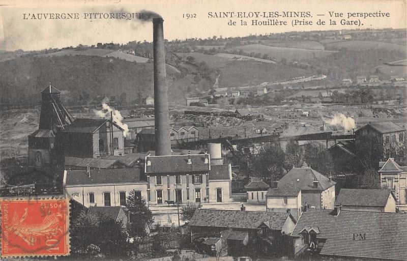 Carte postale ancienne Saint Eloy Les Mines - Vue Perspective De La Houillere - Prise De La Gare à Saint-Éloy-les-Mines